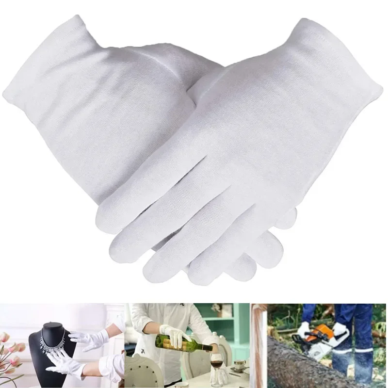 Cotton Gloves 12 Pairs For Dry Hands Moisturizing Eczema Inspection Work Serving Washable Stretchable Cloth
