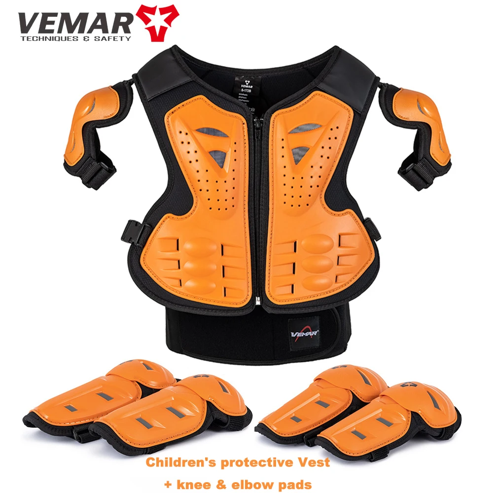 Youth Children Motocross Body Protective Gear Vest Armor ATV Dirt Bike Suits Chest Spine Knee Elbow Guard Sports Equipment