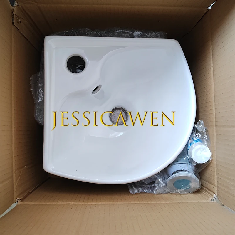 255*255*120mm Triangular Washbasin Corner Ceramic Sink Mini Single Basin Small Apartment Wall-hung Hand Wash Basin For Bathroom 5