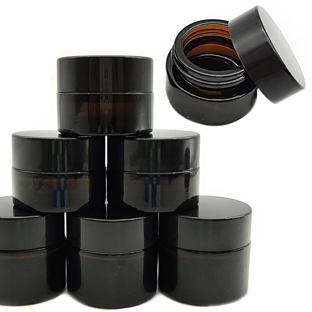 20Pcs Glass Jar Dark Storage Box Jars Face Cream Bottle Cosmetics Container Makeup Case Eye Creams Can Pot Smoking Accessories 6