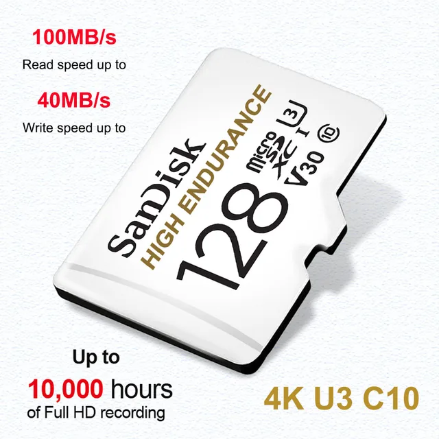SanDisk MAX ENDURANCE Micro SD Card 32GB 64GB 128GB 256GB High-speed Reading and Writing Video Surveillance U3 V30 4K for Drones