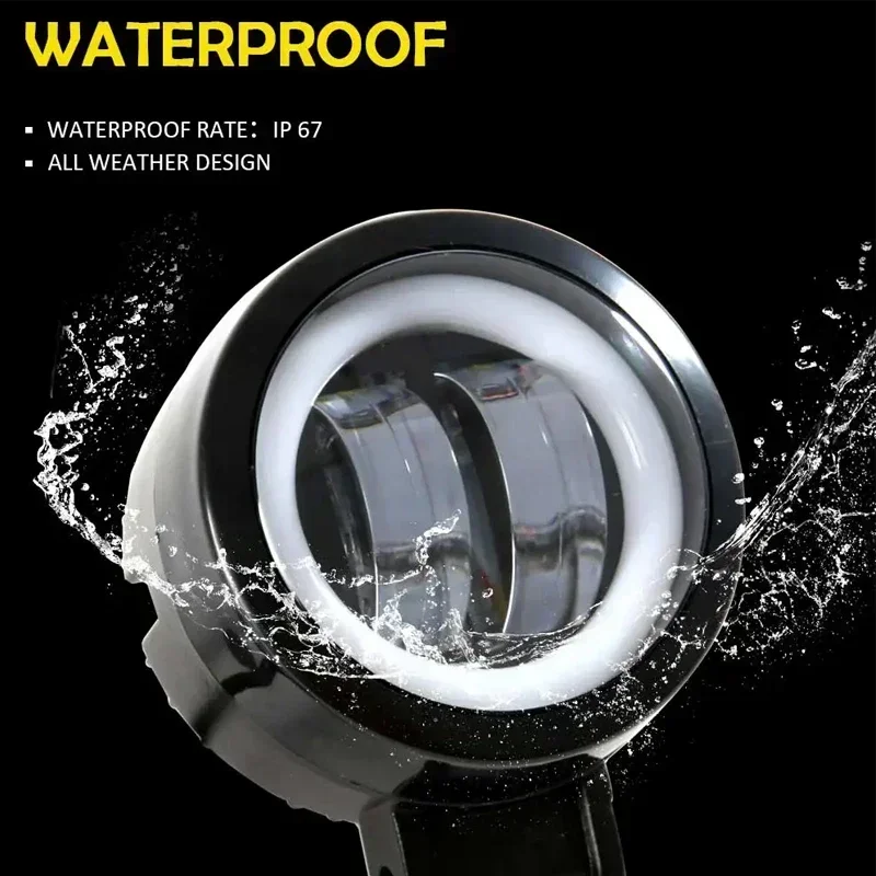 Motorcycle Headlights Round Angel Eye Additional Motorcycle Led Lights Spotlights Auxiliary Fog Lights Motorcycle Accessories