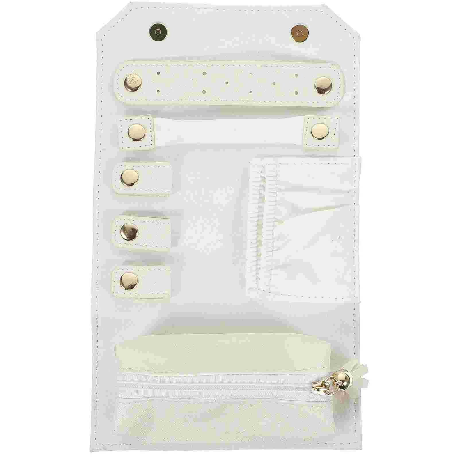 

Necklace Holder Jewelry Travel Organizer Small Multifunction Foldable White Pouch