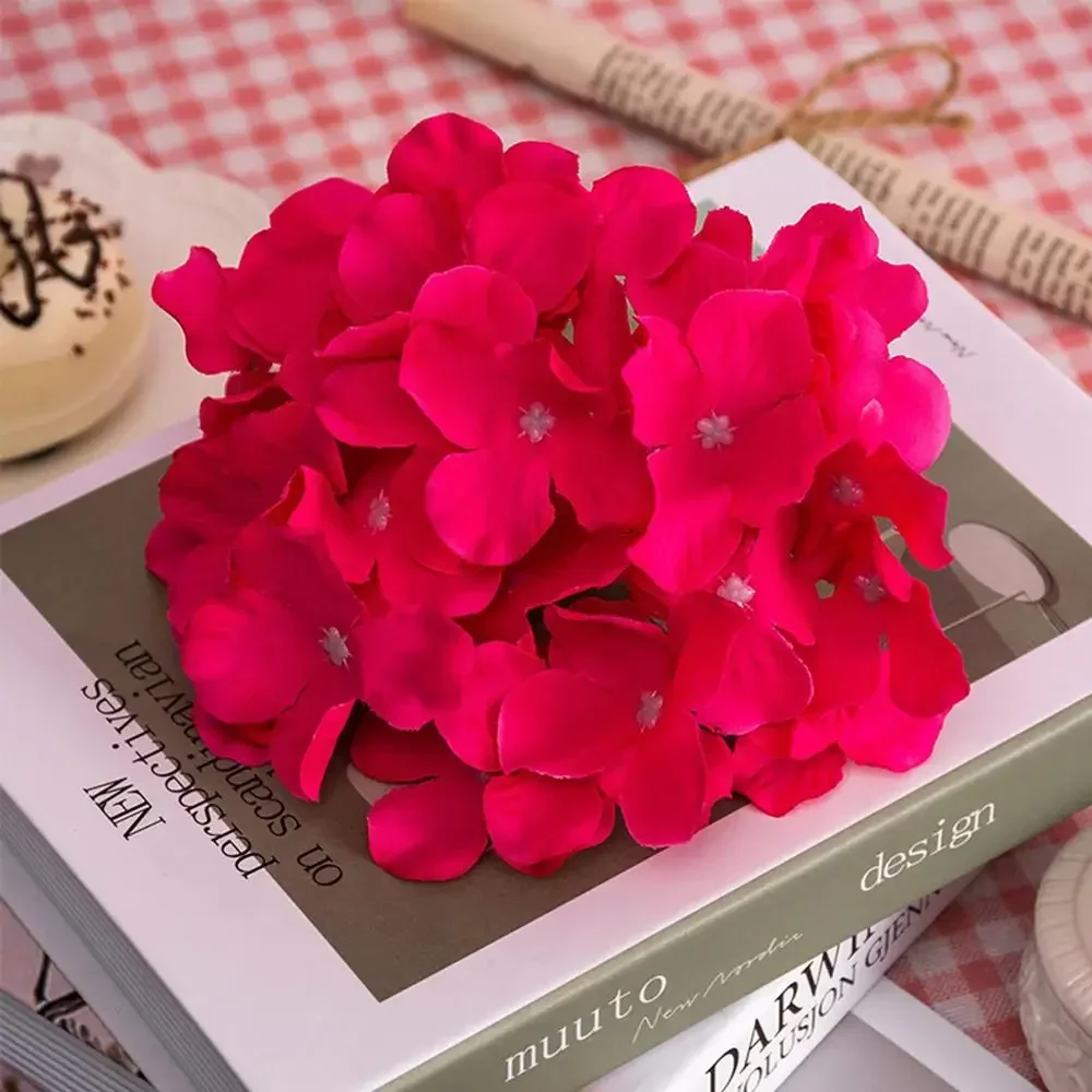 50pcs Artificial Silk Hydrangea Flower Head Wedding Path Decoration Bouquet Filler Home Hotel DIY Flowers Wall Accessories