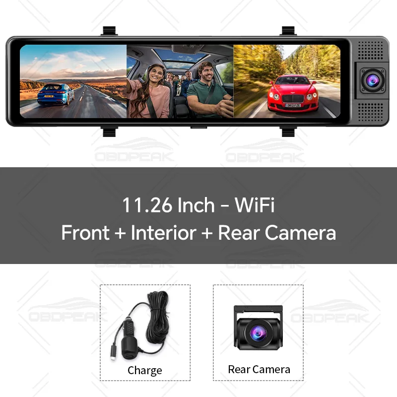 thumbnail image 1 of OBDPEAK UHD 4K 2160P Car DVR 3 Lens Dash Cam 1080P GPS Tracking Video Recorder Dashcam WIFI Phone APP Reverse Image Parking Line, 1 of 5