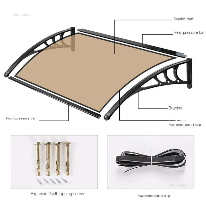 Silent Design Awning for Door Head Strong Durable Panel Rain Awnings Modern Household Aluminum Alloy Awnings for Outdoor Eaves