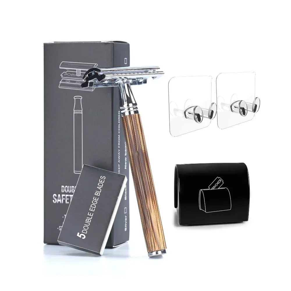 Vintage Shaver Stainless Steel Double-sided Blade Natural Bamboo Handle Manual Safety Razor Blade Shaver - Image 3