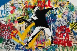 Contemporary Urban Graffiti Canvas Art Print - Home Decor Poster - 50x70cm No Frame (S)