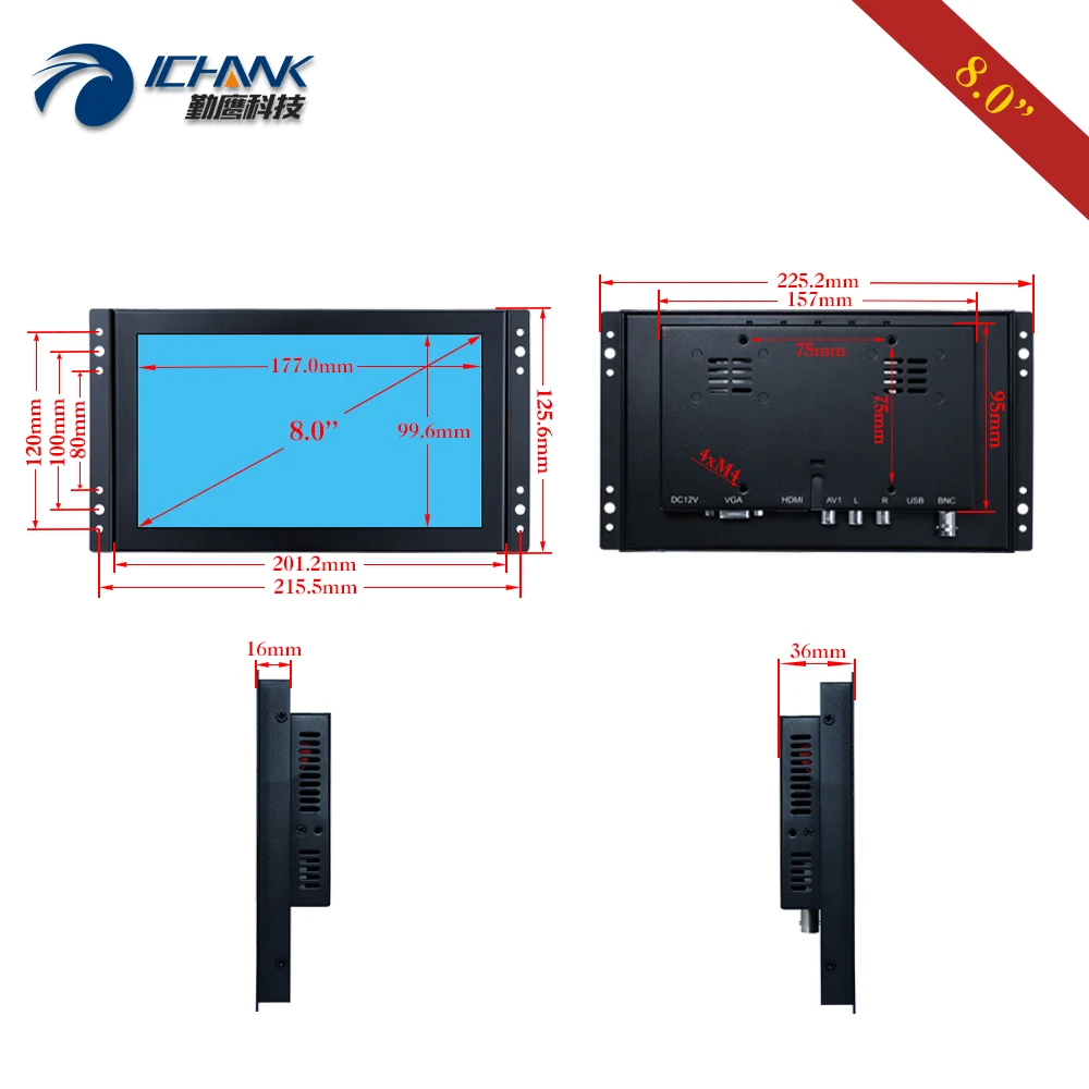  ġ ũ PC , ݼ      HDMI USB VGA ZK080TC-263D, 8 ġ, 1280x720