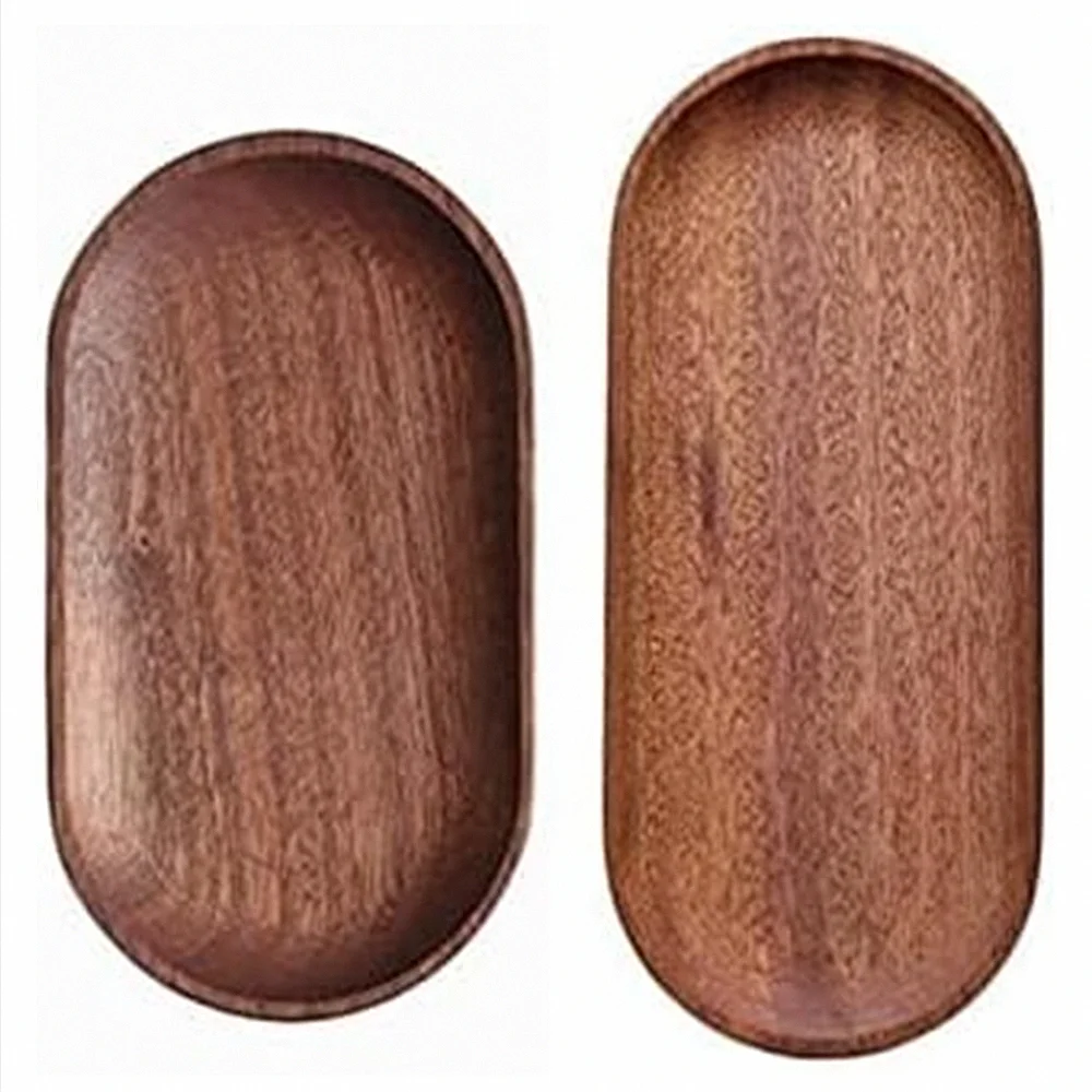 Natural Wood Dessert Cup Tray, Small Wooden Cheese Plate, Mini Serving Tray for Jewellery Key Coin