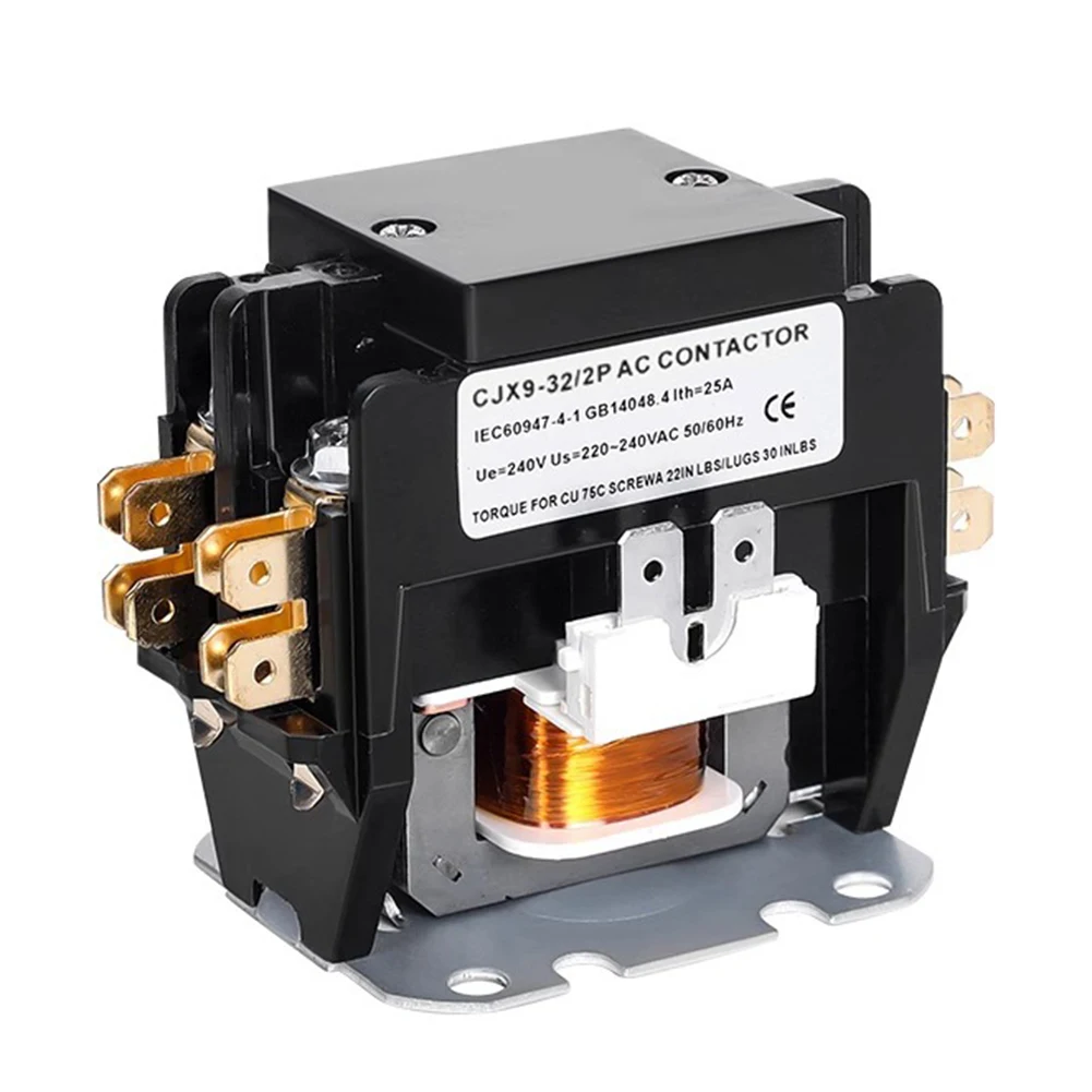 고성능 HVAC 모터 접촉기, 에어컨 콘덴서 압축기에 적합한 2 극 디자인, 220V 코일