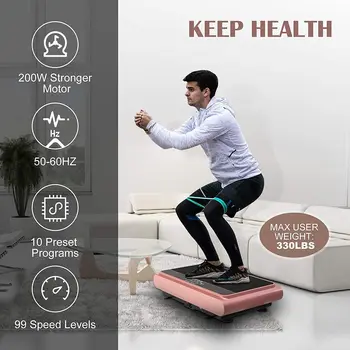 Vibration Plate Exercise Machine Whole Body Vibration Platform Machine with Pilates Bar Resistance Bands for Home Fitness Traini 5