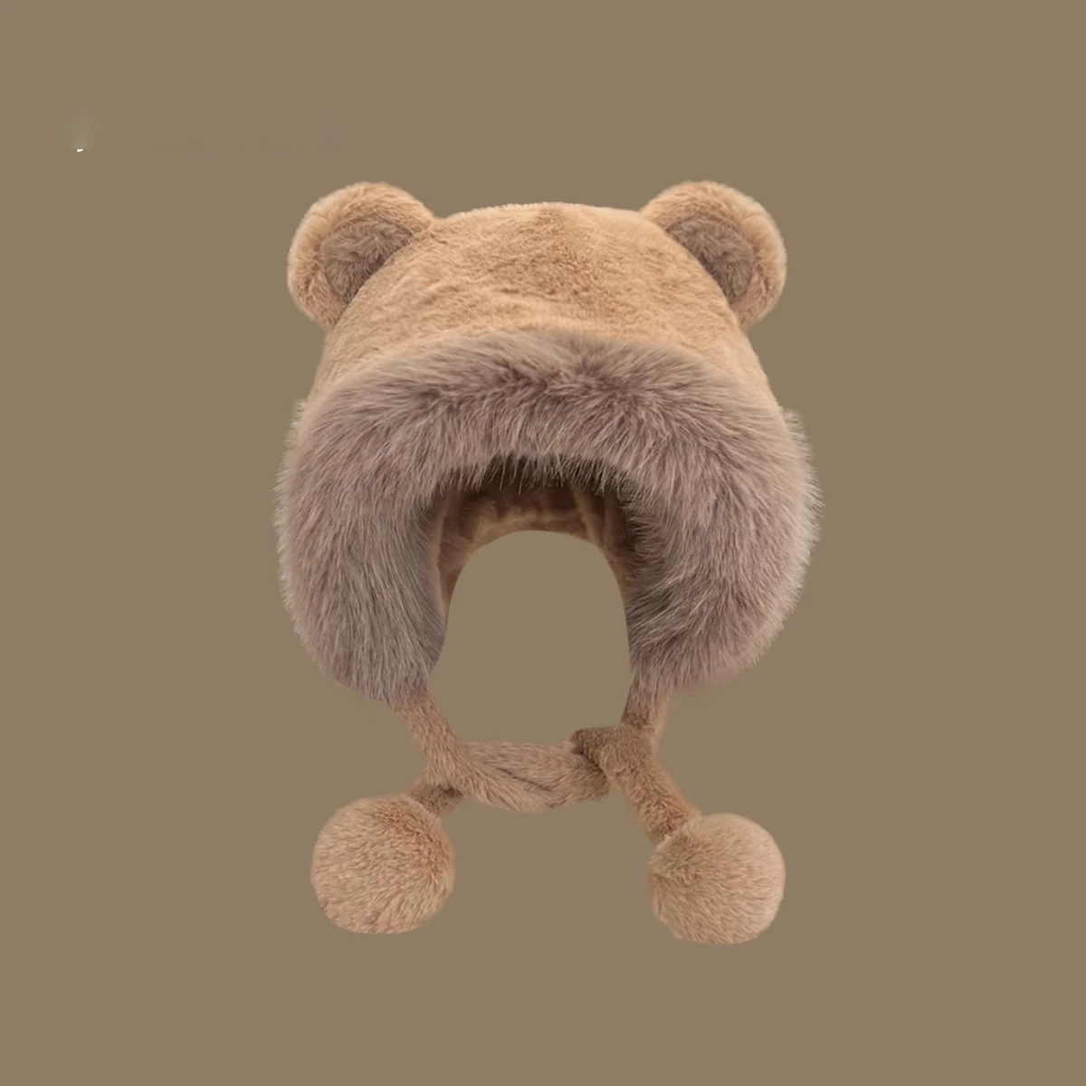1pc Cute Warm Earflap Hat For Women, With Bear Ears And Plush Lined, Riding And Coldproof 5