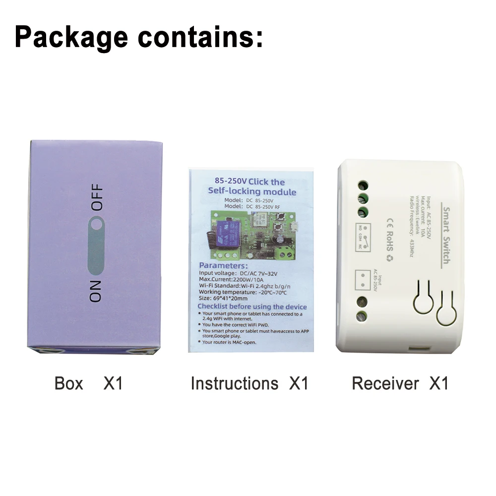 1/2/4CH eWeLink WIFi Relay Smart Home Switch 12V 24V 220V RF 433 MHz Remote Control Receiver For Garage Door Access Alexa Google 6