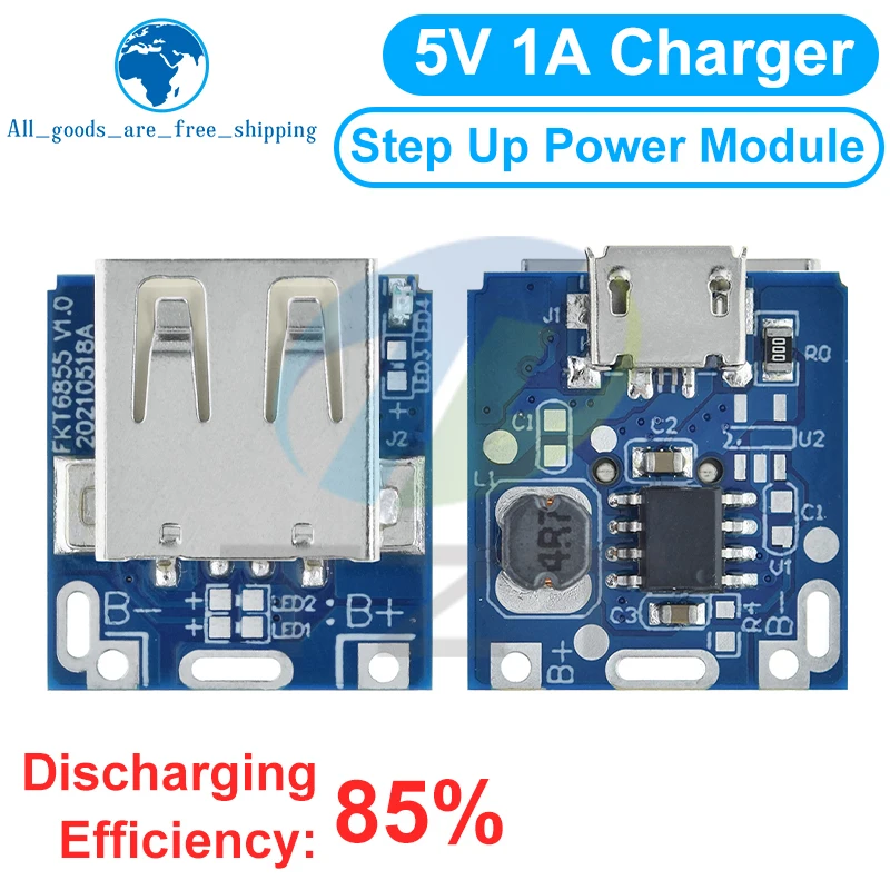 5V 부스트 컨버터 스텝 업 전원 모듈 리튬 배터리 충전 보호 보드 LED 디스플레이 USB DIY 충전기용 134N3P