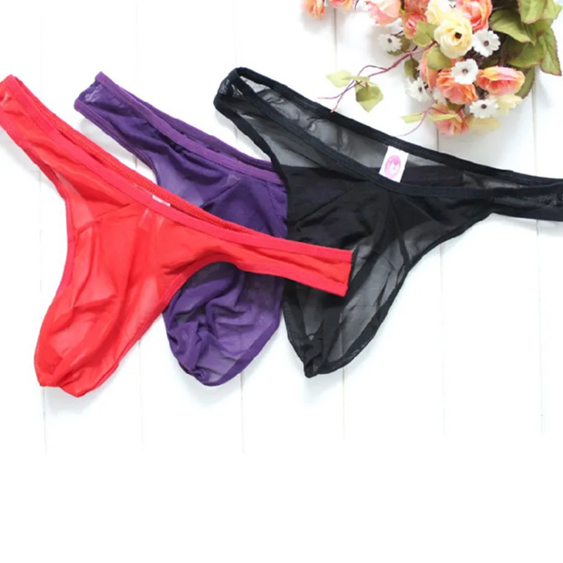 

Transparent Sexy Men's Thong Ultra-Thin Mesh Low Waist Seduction Underpanties Solid See Througn Male G String Male Gift