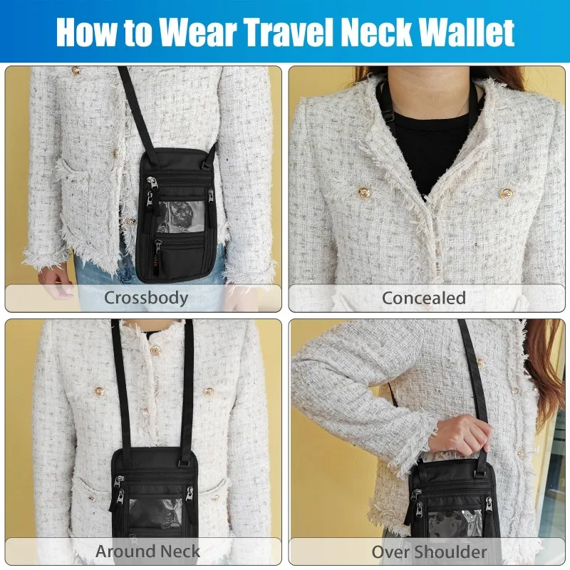 Travel Pouch Passport Wallet- ID Card Wallet with RFID Blocking and Keep Your Belongings Secure-Travel Walle