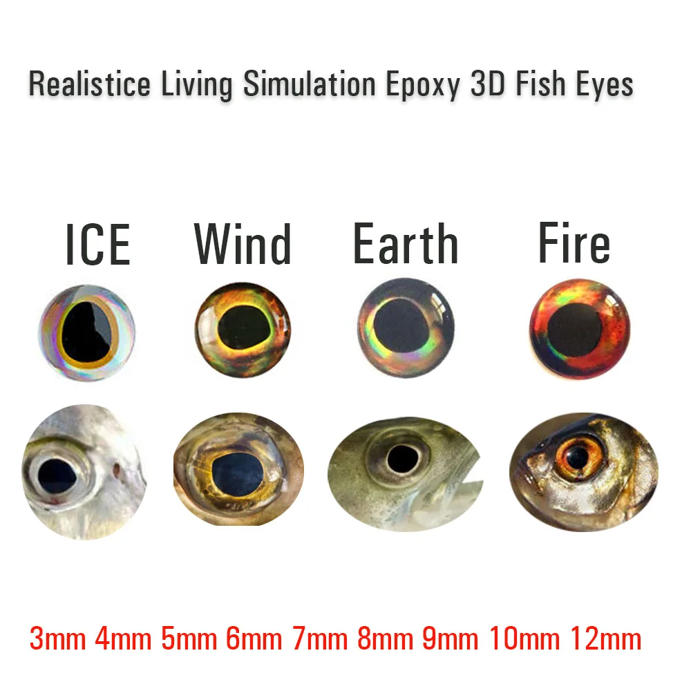 100PCS Realistice 3D Living Simulation Epoxy Fish Eyes Fly Fishing Crankbait Minnow DIY Fishing Lure Eyes Material 3-12 fishing lure