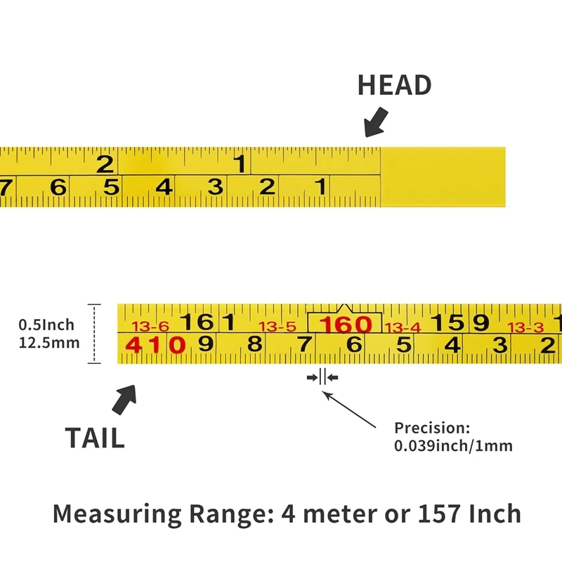 Tape Measure Measuring Tape 2 Packs Steel Self-Adhesive Measuring Tape Right To Left Reading Imperial And Metric Ruler Tape