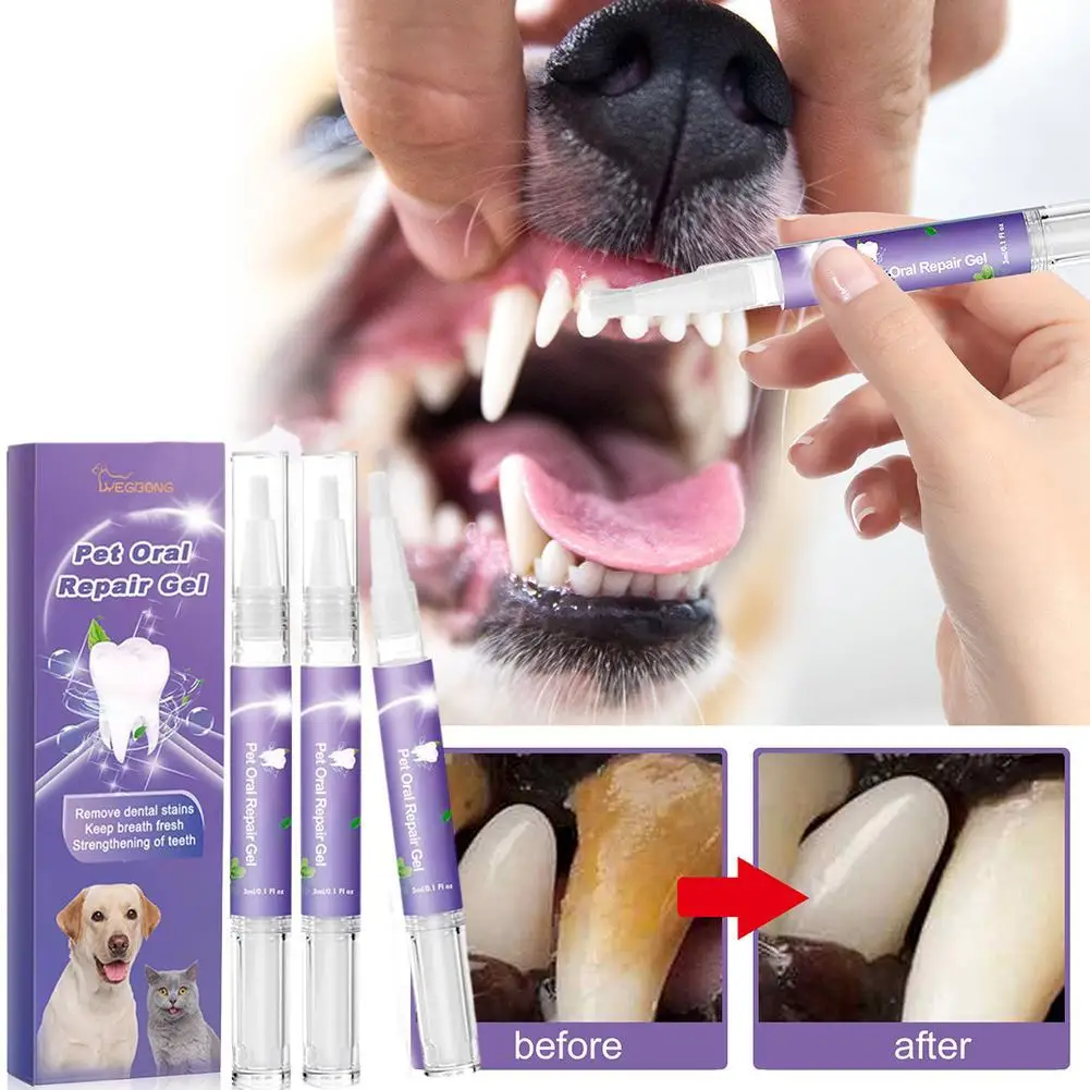 3pcs Dog Teeth Cleaning Gel Tooth Repair Natural Dog Toothpaste Gel Teeth Brushing Cleaner For Kitten Dogs Cats Pets
