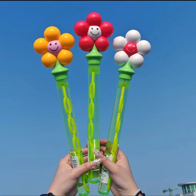 Summer Outdoor GamesDopamine Colorful Flowers King Interactive Bubble Water Soap Bubbles Handheld Kids Toys Girl Gifts Baby Toys 5