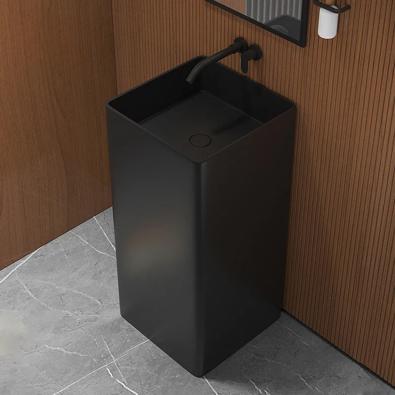 Qimei Stone Integrated Floor standing Square Hand Wash Sink Hotel Homestay Artificial Stone Column Basin