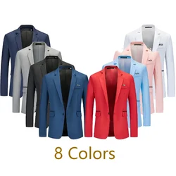 New Men's Suit Europe Plus-size Solid Color Lapel Single Button Wedding Dress Slim Gentleman Suit