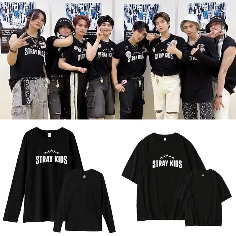 

Футболки для детей Stray Kids JP Tour, футболки Straykids с изображением 5 звезд, тяжелые футболки из 100% хлопка