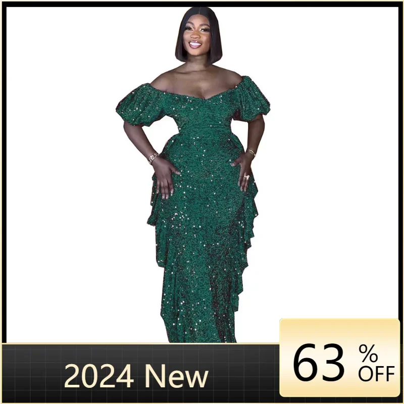 Off Shoulder Sequin Sexy Formal Party Long Dresses Women Bodycon Tiered Ruffle Elegant Evening Mix Dress NightClub Prom Gowns maternity photography dresses sexy women pregnant sling v neck sequin cocktail maxi prom gown pregnancy dress art photo dress