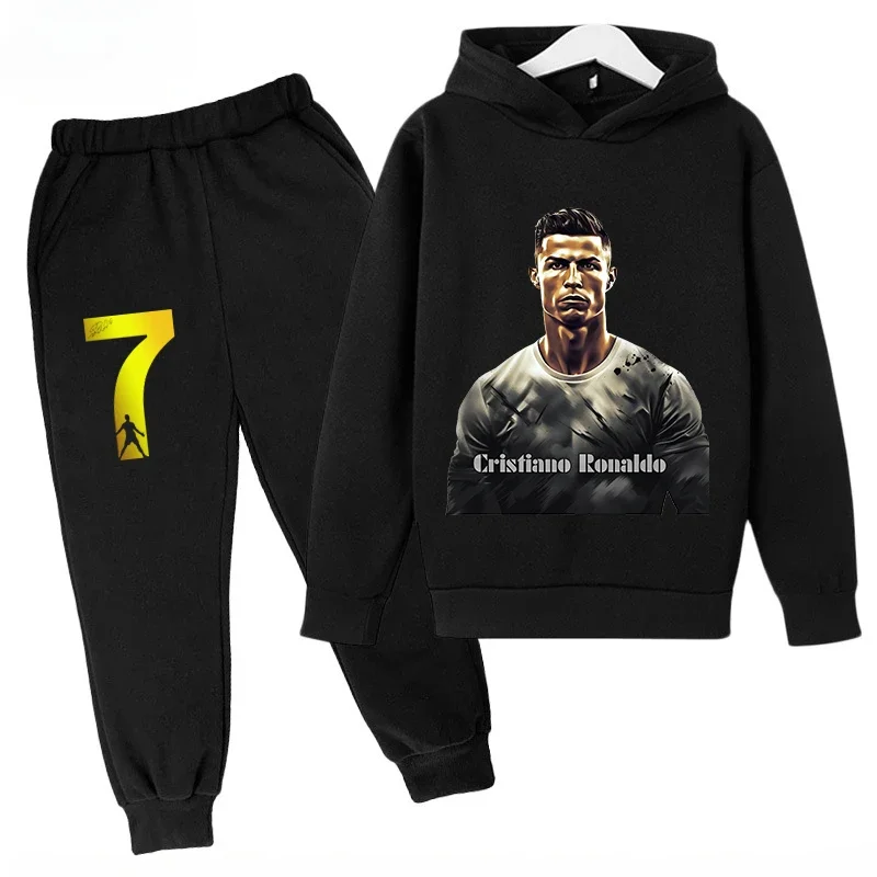 thumbnail image 1 of Conjunto de sudadera y pantalones deportivos para niños, conjunto de 2 piezas para niños y niñas, ropa para niños con estampado de avatar de Ronaldo, 1 of 5