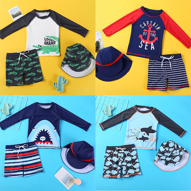 

Swimsuit Kids Long Sleeve Swimwear for Boys UPF50 UV Protection Summer Beach Clothes Baby Boy Kids Swimwear Surf Bathing Suit