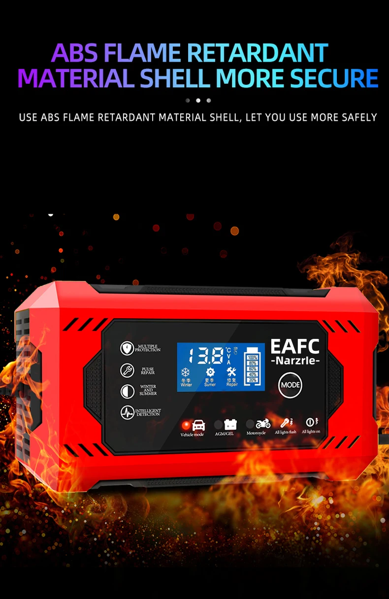 Car Battery Charger, 12V 6A Smart Battery Trickle Charger Auto 12V 24V