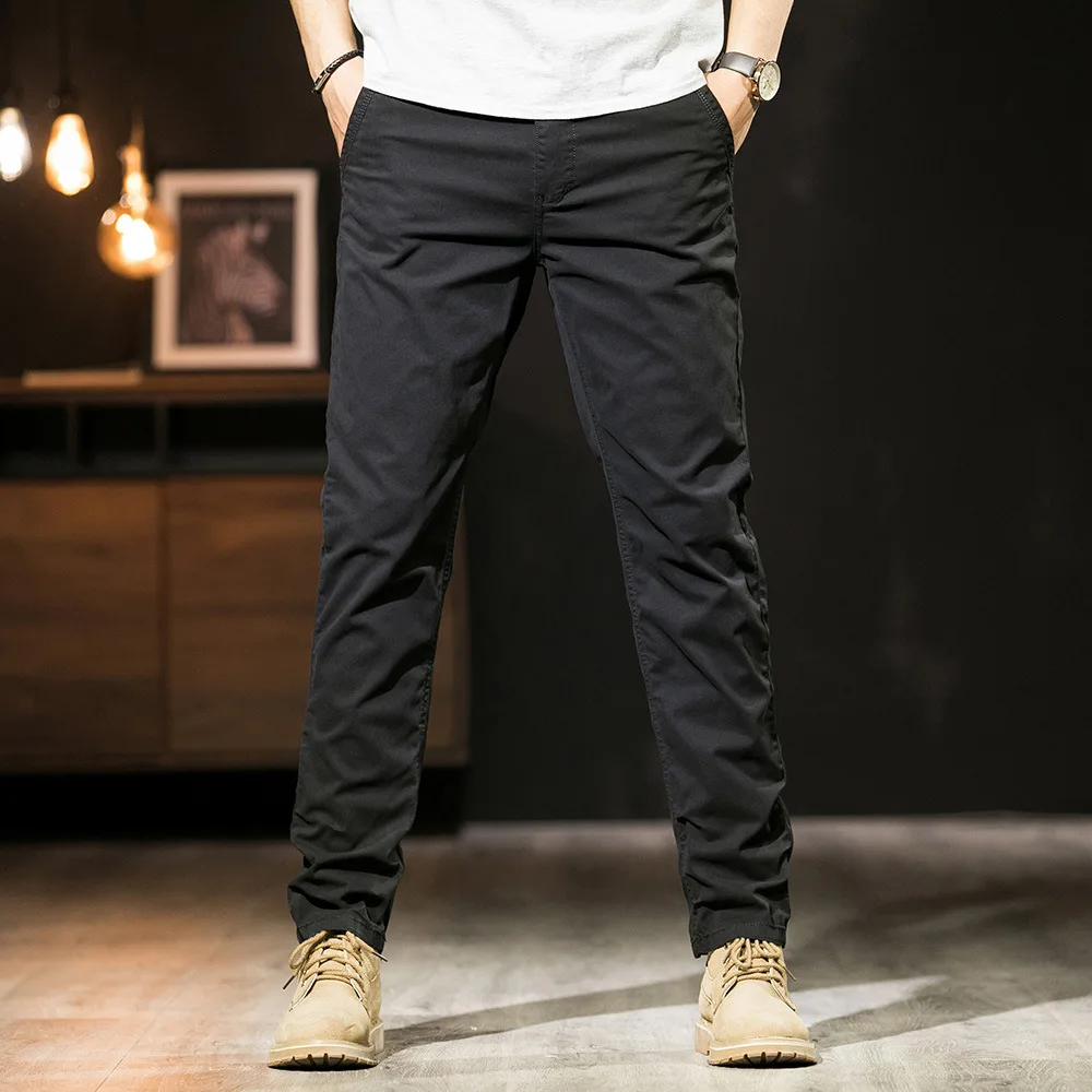 Kaki grijze zwarte broek voor heren Rechte casual broek Herenkleding Overalls 2025, lente zomer katoenen werkbroek mannelijk