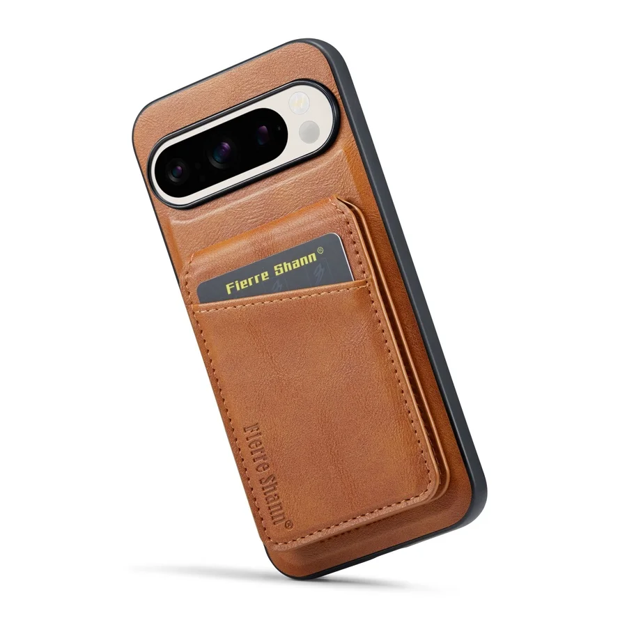 Magnetic Leather Wallet Phone Stand Case with Wireless Charging Compatibility