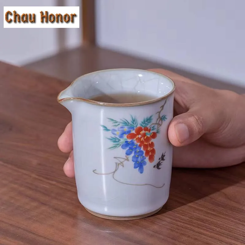 260ml Ancient Moon White Ru Kiln Porcelain Tea Pitcher Divide Tea Cha Hai Dispenser Justice Cup Fair Mug Mugs Chinese Tea Set