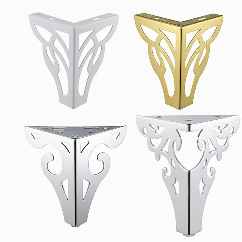 4PCS Hollow Carving Metal Furniture Legs with Rubber Feet Pad Cabinet Table Legs Sofa Support Foot for Furniture Accessories adjustable furniture legs support column tv cabinet coffee table cabinet table metal floor legs black white cabinet legs 4pcs