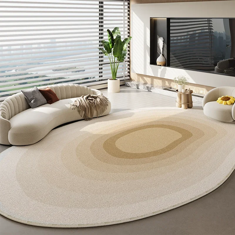 Oval Living Room Carpet Special-shape Simple Line Large Area Bedroom Rug Beige Home Decoration Sofa Coffee Table Mat Tapis Ковер