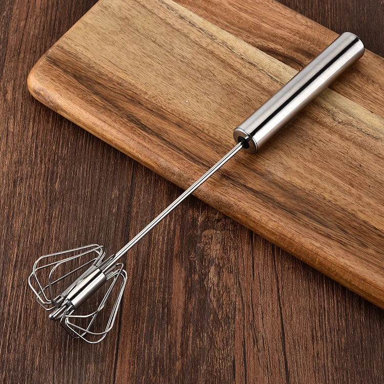Semiautomatic Egg Beater 304 Stainless Steel Egg Whisk Manual Hand Mixer Self Turning Egg