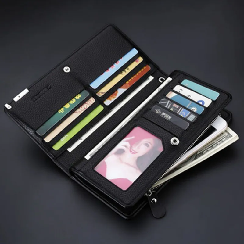 

Men's Wallet Long Multi-card Coin Purses High Quality Fashion Simple Business Leather Brand Hand Bags кошелек мужской K410