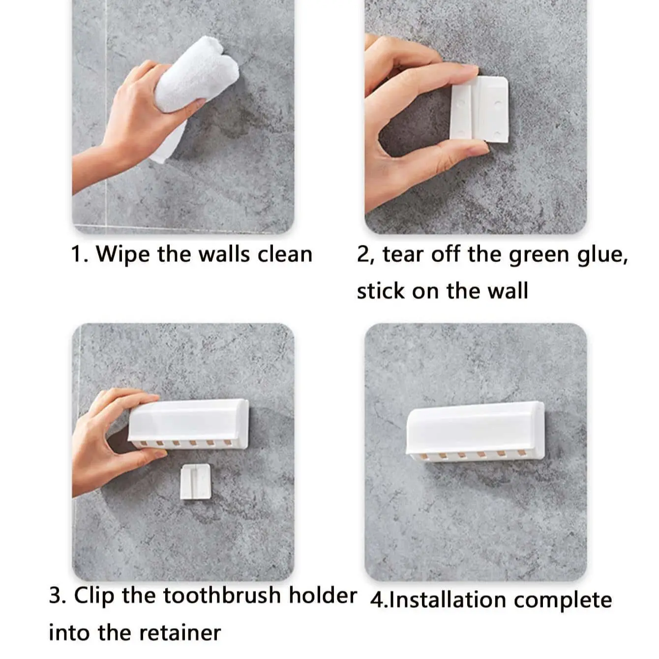 1PC - Wall mounted toothbrush holder storage rack, non perforated bathroom toothbrush storage rack 2