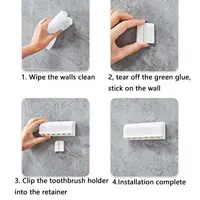 1PC - Wall mounted toothbrush holder storage rack, non perforated bathroom toothbrush storage rack 2