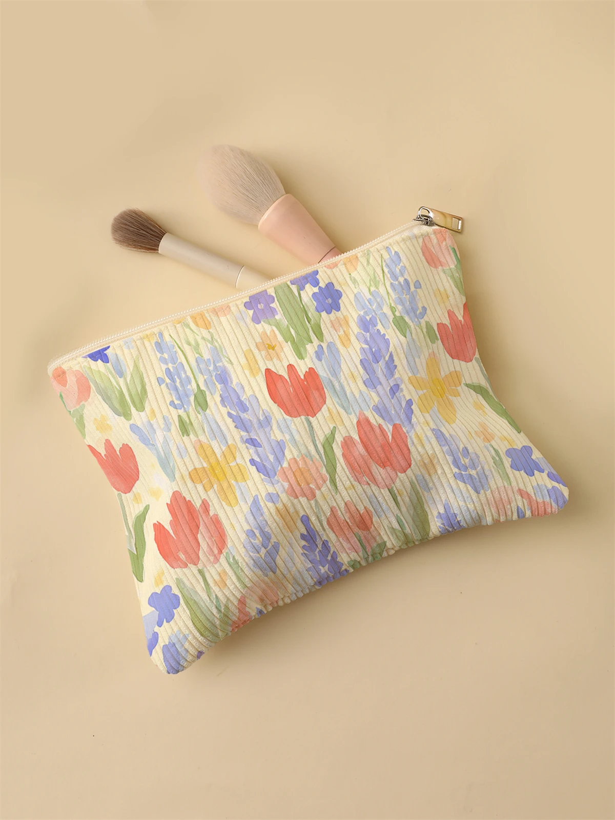 Corduroy Travel Cosmetic Bag Portable Makeup Storage Bag Purses Women Large Capacity Zipper Make Up Organizer Storage Clutch