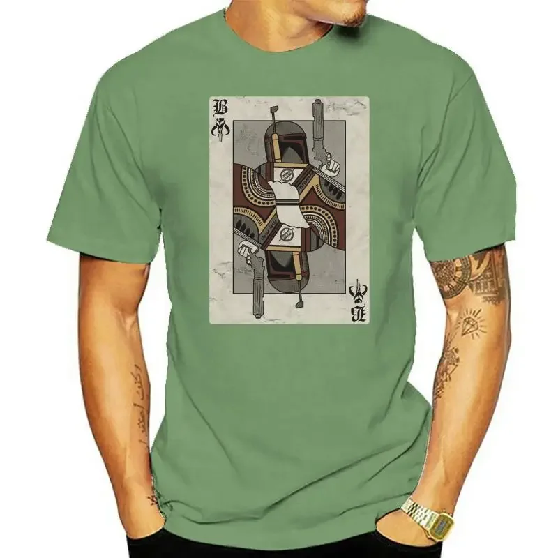 

Мужская белая футболка с вырезом для покера, хлопок, Boba Fett, футболка для игральных карт, 2022