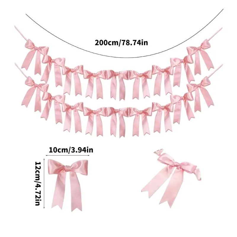 E8BD Nastri bowknot preinfilati lunghi 2 m, ideali per forniture per feste anniversario matrimonio - immagine 6
