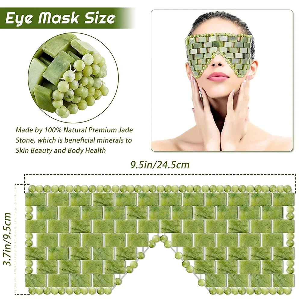 Jade Eye Mask Cooling Massager Relax Sleep Care Tools Stone Face