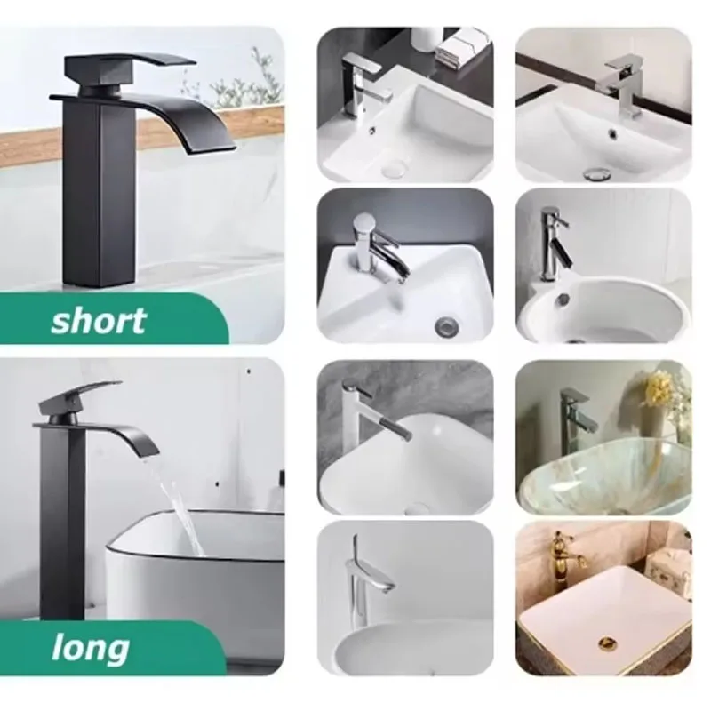 Bathroom Home Waterfall Wash Basin Stainless Steel High And Low Faucet  Hot And Cold Toilet Wash Basin Faucet