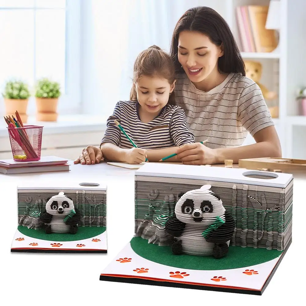 Omoshiroi Block 3D Panda Art Notepad Mini Animal Memo Model Notes Cute Note Paper Block Paper Pad Gifts 3D Kids Creative D8Z6