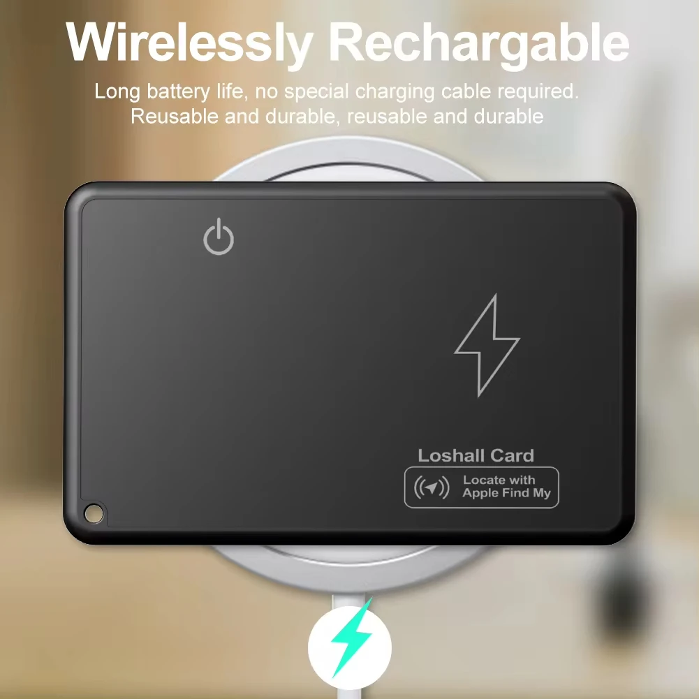 Wireless Charging Wallet Tracker Card Waterproof Work with Apple Find My App Wallet Finder Smart Card Tracker for Purse Passport