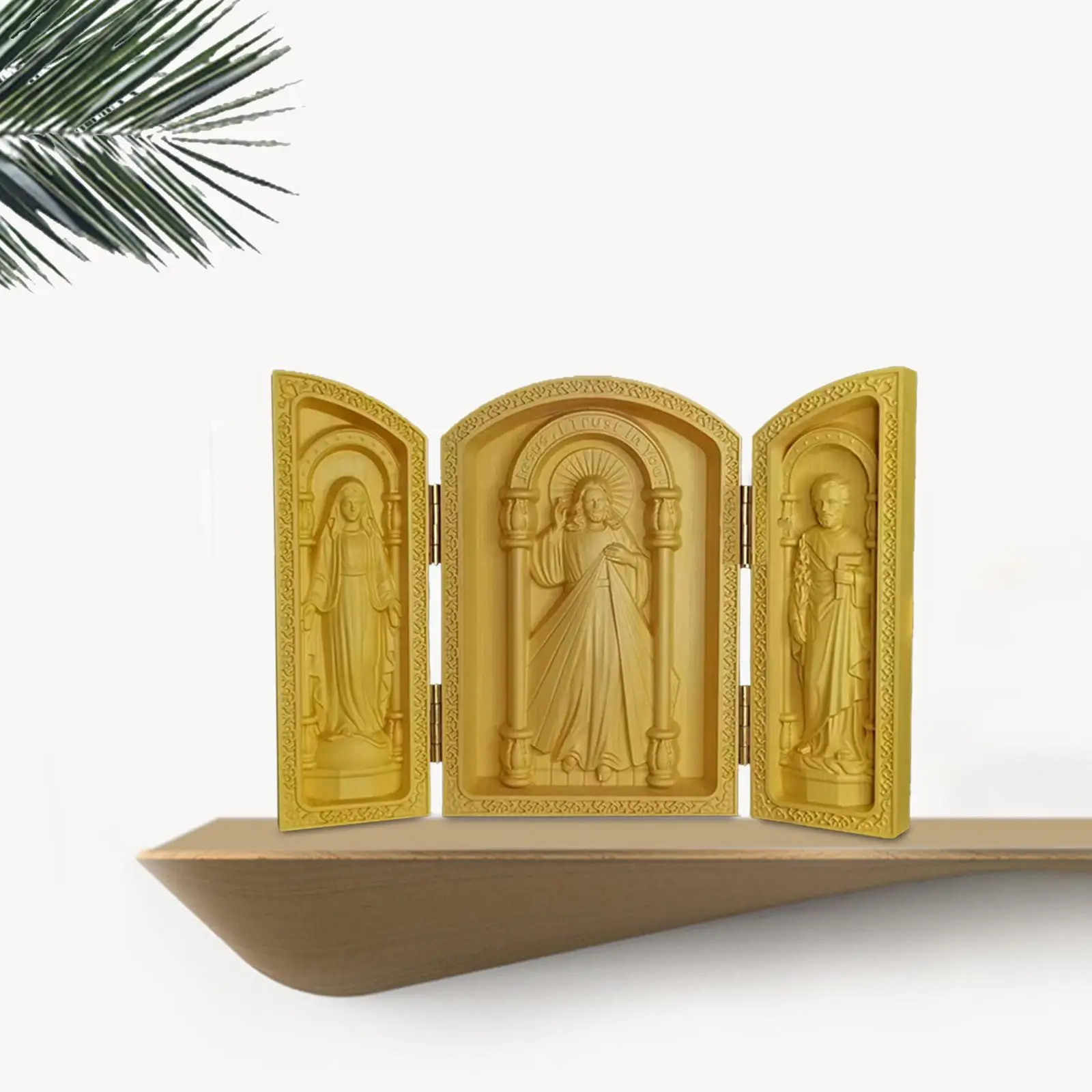 Holy Figurine Wood Carving Ornament Catholic Collection Catholic Relics Sculpture for Table Living Room Shelf Housewarming