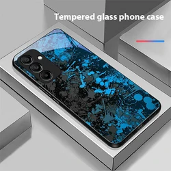 Camouflage Blue Black Tempered Glass Phone Case - Samsung A90 5G (BLH - BLH2502162)
